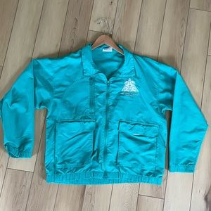 Vintage Walt Disney World Dolphin Resort Windbreaker Jacket M Aqua Blue Zip Up